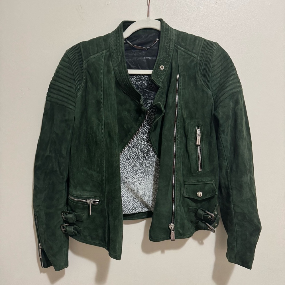Barbara Bui Forest Green Leather Jacket